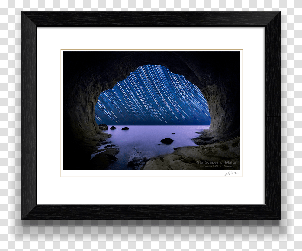 Star Trails In Sea Cave Star Trail From Cave, Nature, Monitor, Electronics, Outdoors Transparent Png