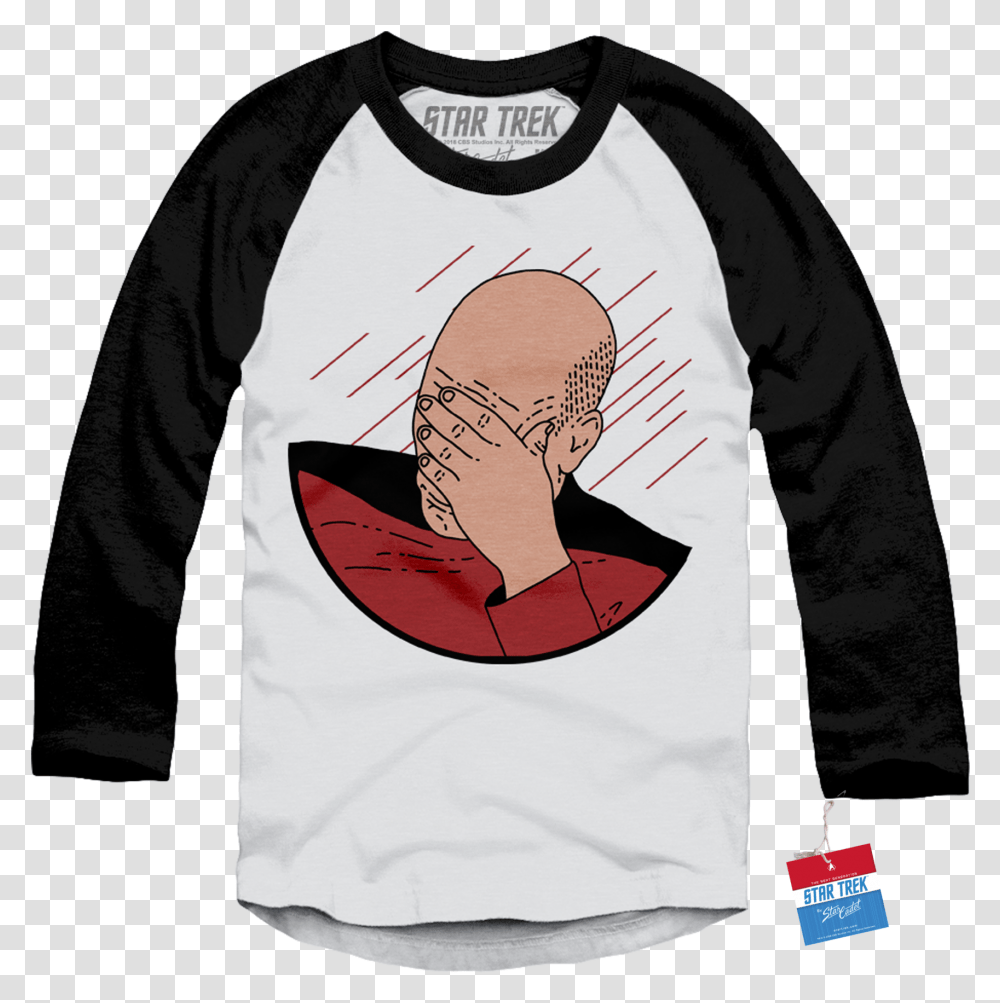 Star Trek Face Palm Baseball Tee, Sleeve, Clothing, Apparel, Long Sleeve Transparent Png