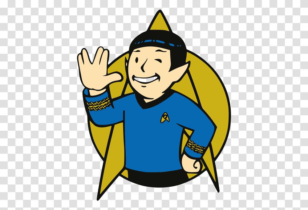 Star Trek Spock Fallout Vault Boy Star Trek, Hand, Outdoors, Helmet, Clothing Transparent Png