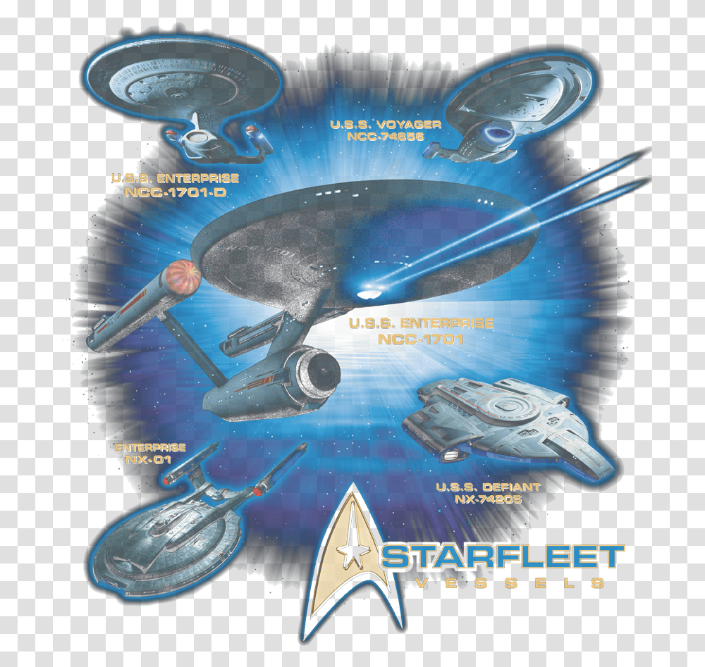 Star Trek Starfleet Vessels Men's Ringer T Shirt Star Trek Voyager Ship, Spaceship, Aircraft, Vehicle, Transportation Transparent Png