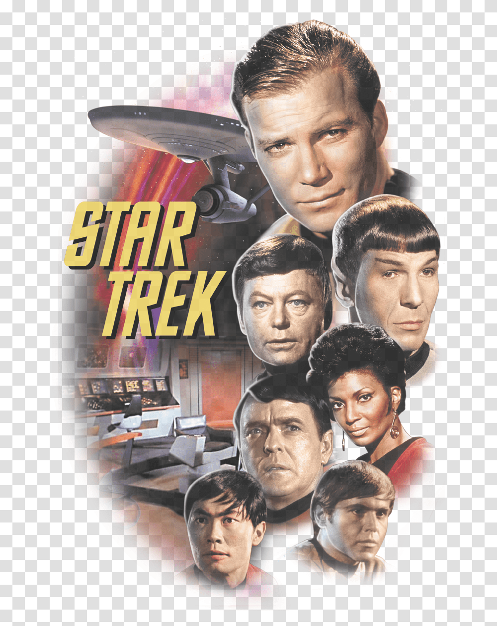 Star Trek The Classic Crew Mens Ringer Star Trek Tos T Shirt Crew, Person, Human, Poster, Advertisement Transparent Png