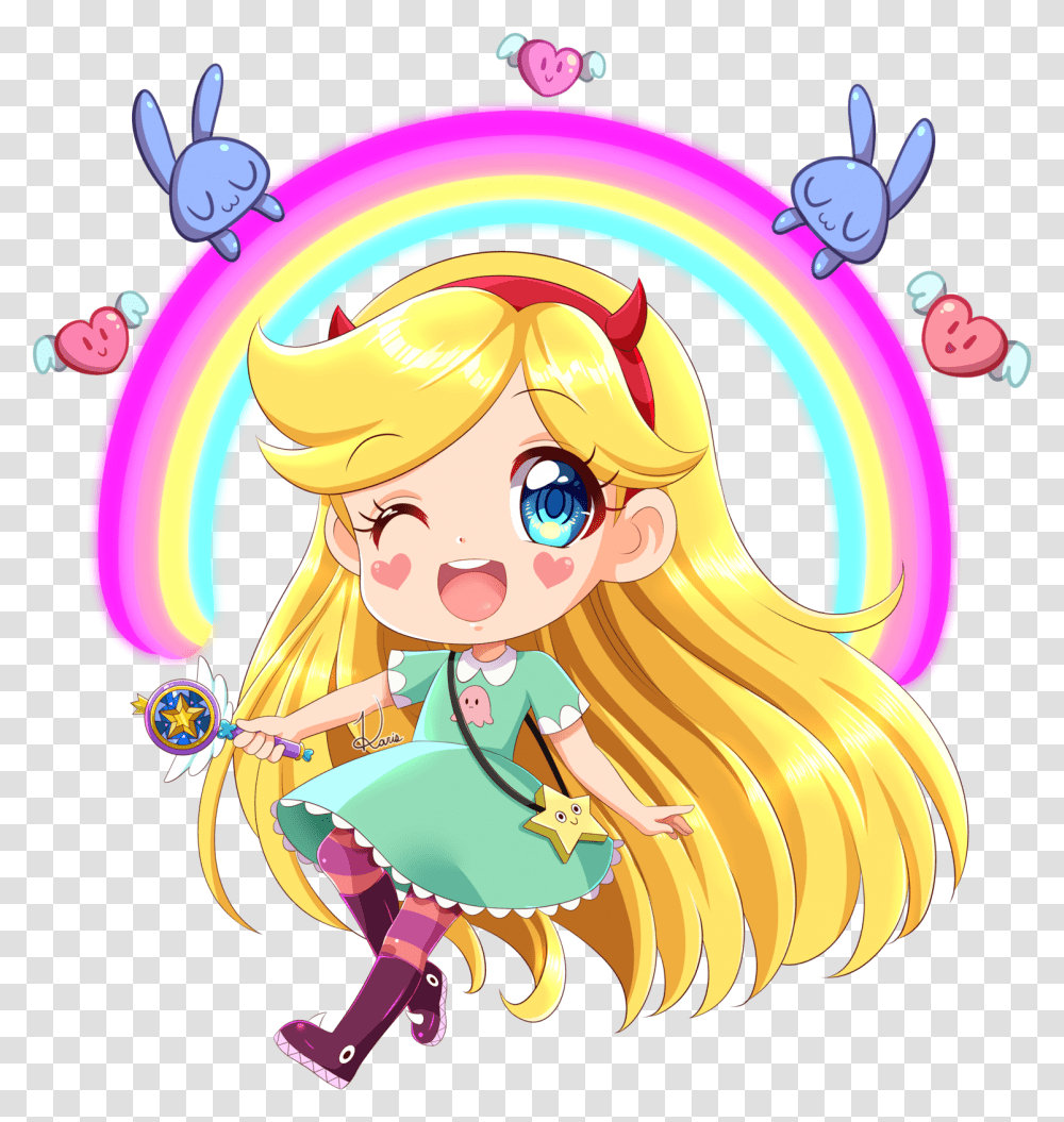 Star Vs The Forces Of Evil Narwhal Clipart Allie Star Butterfly Chibi, Person, Graphics, Face, Purple Transparent Png