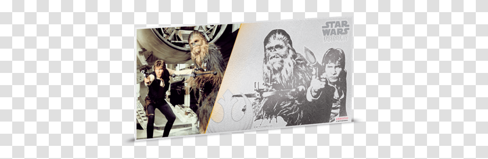 Star Wars A New Hope Han Solo And Chewbacca 5g Silver Coin Note Star Wars, Person, Poster, Advertisement, Text Transparent Png