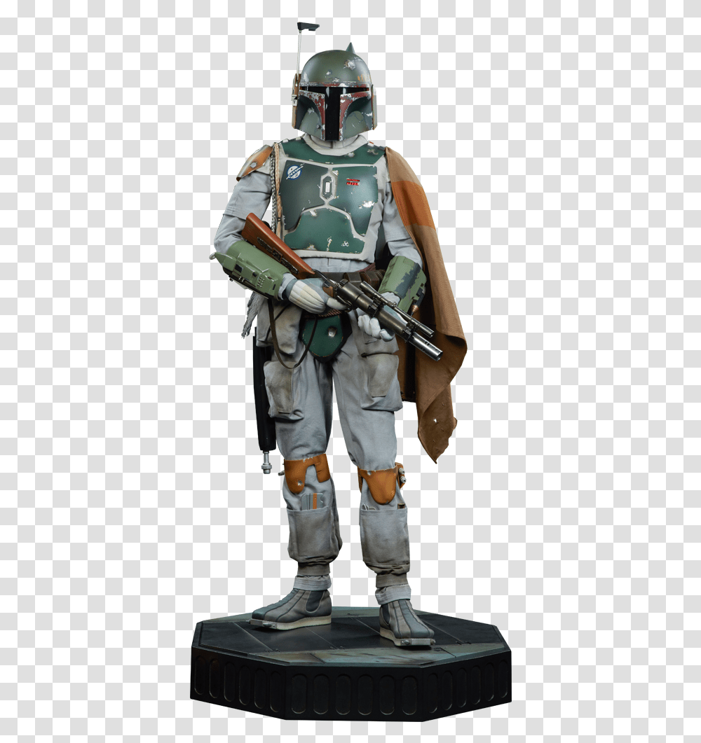 Star Wars Boba Fett Legendary Scaletm Figure By Sideshow C Star Wars Boba Fett Statue, Helmet, Clothing, Costume, Person Transparent Png