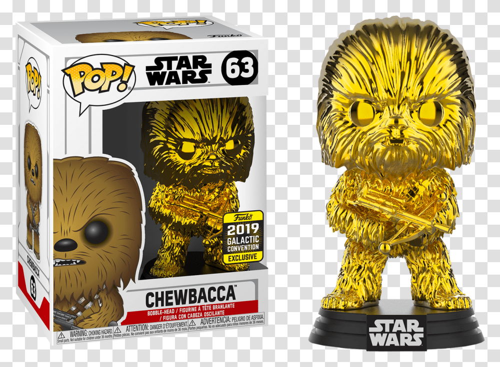 Star Wars Chewbacca Gold Chrome 2019 Galactic Chewbacca Gold Chrome Funko, Advertisement, Poster, Paper, Flyer Transparent Png