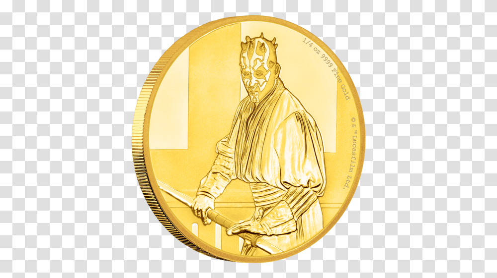 Star Wars Classic Darth Maul 14oz Gold Coin Star Wars Gold Coin, Person, Human, Money, Gold Medal Transparent Png