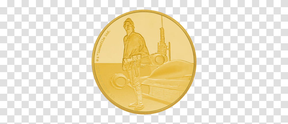 Star Wars Classic Luke Skywalker 14 Oz Gold Luke Skywalker, Person, Human, Coin, Money Transparent Png