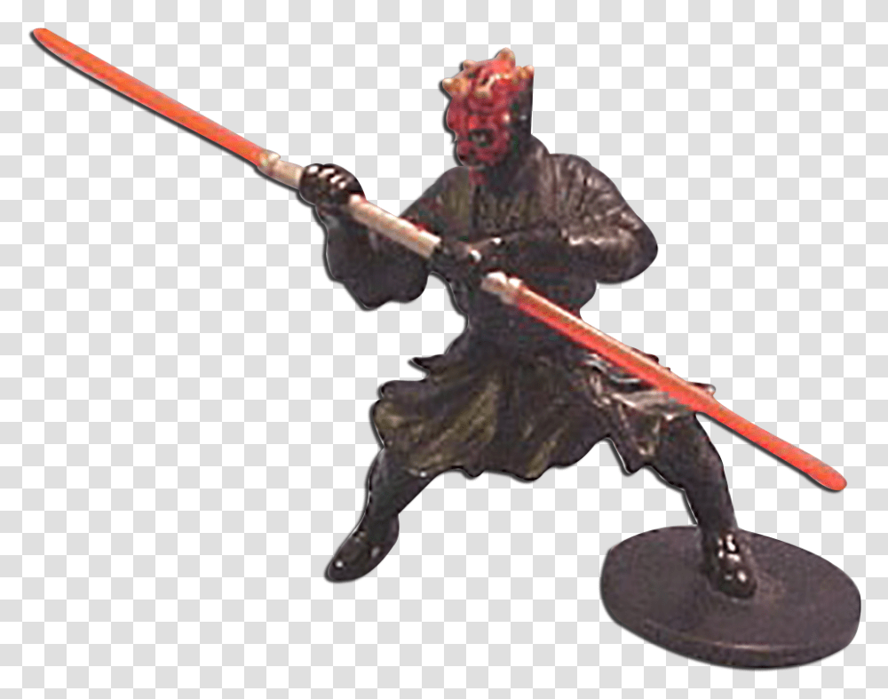 Star Wars Darth Maul With Red Light Saber Figure Figurine, Person, Human, Spear, Weapon Transparent Png