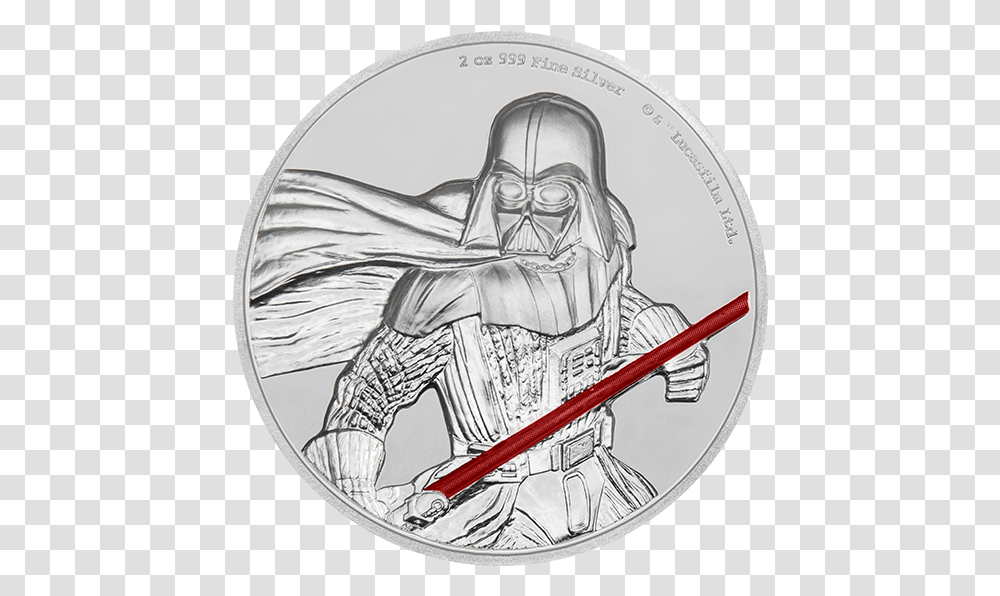 Star Wars Darth Vader 2 Oz Pure Silver Ultrahigh Relief 2017 2 Oz Darth Vader Silver Coin, Money, Person, Human, Nickel Transparent Png