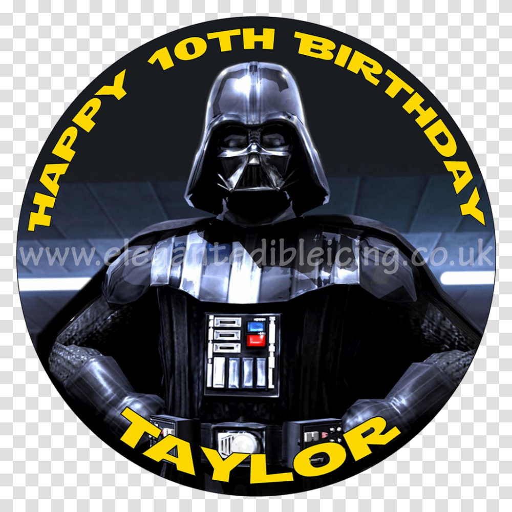 Star Wars Darth Vader Edible Round Birthday Cake Topper Darth Vader, Helmet, Clothing, Apparel, Person Transparent Png