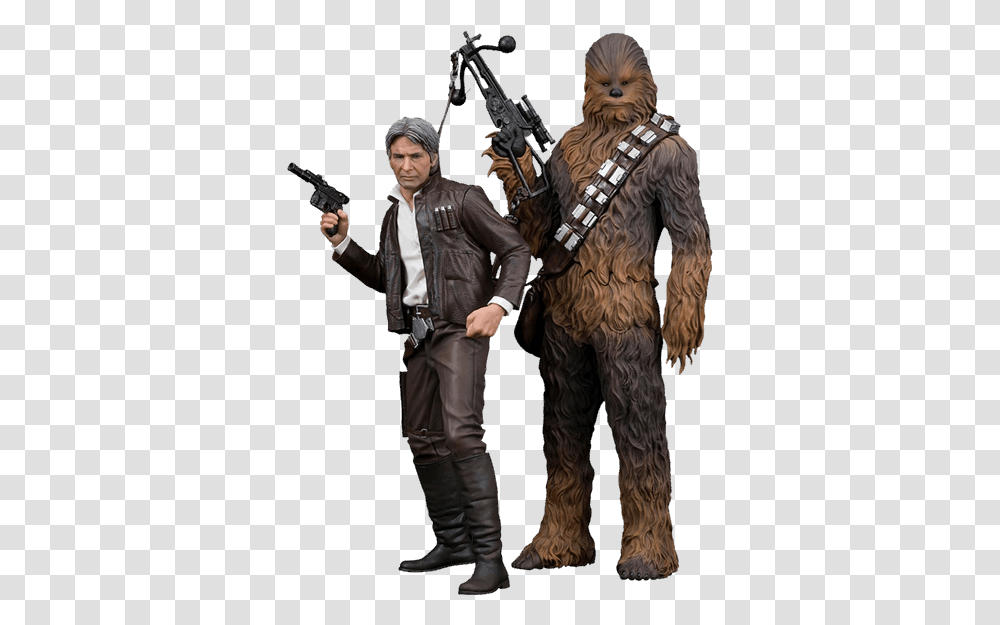 Star Wars Episode Vii Han Solo And Chewbacca 110 Scale Statue Han Solo Y Chewbacca Art, Person, Clothing, Costume, Footwear Transparent Png