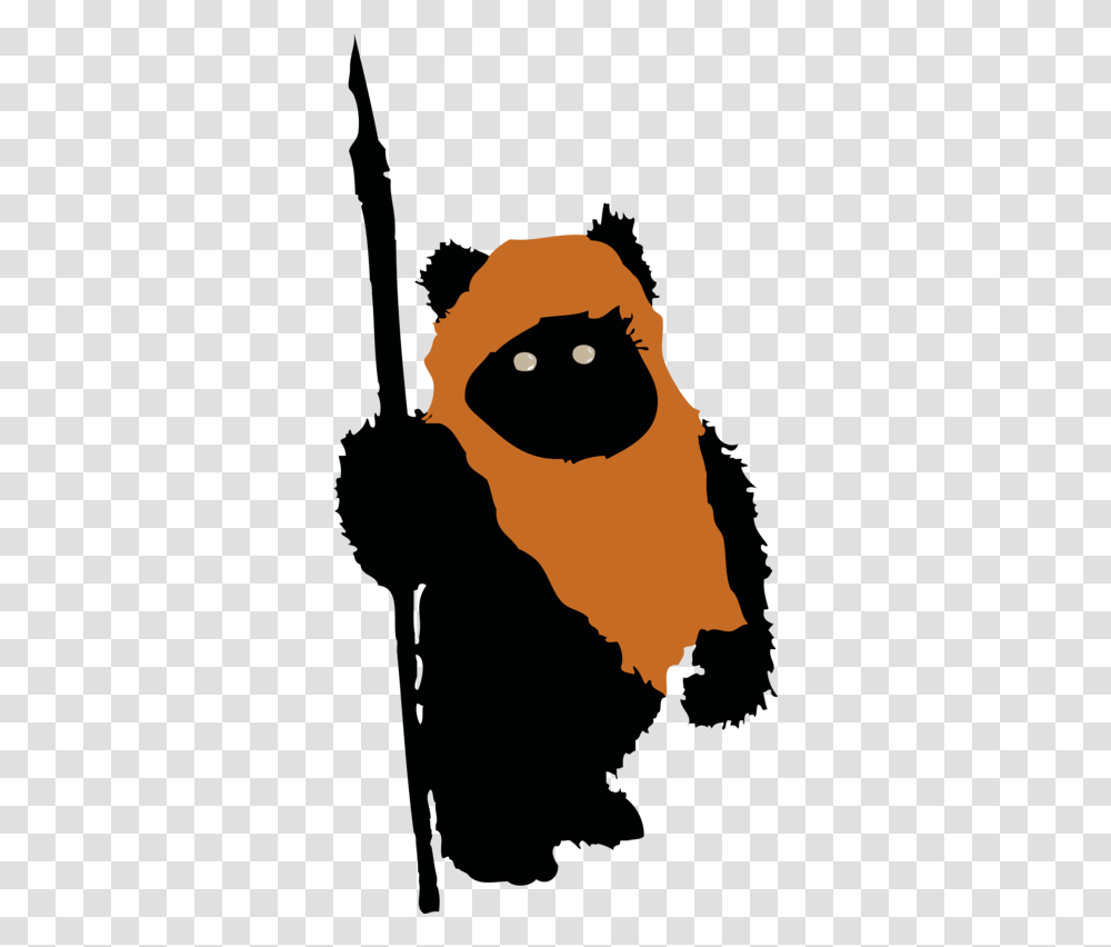 Star Wars Ewok Vector Clipart Download Ewok Silhouette, Person, People, Mammal, Animal Transparent Png
