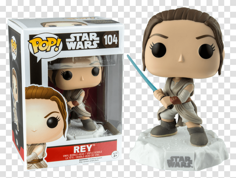 Star Wars Funko Pop Rey Lightsaber Rey Funko Pop The Force Awakens, Figurine, Toy, Doll, Person Transparent Png