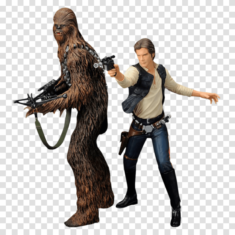 Star Wars Han Solo Chewbacca Artfx Pack Statue Set Kotobukiya, Person, Animal, Mammal, Wildlife Transparent Png