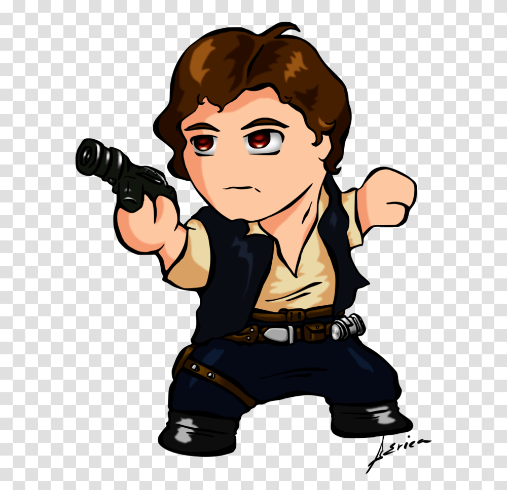 Star Wars Hans Solo Clipart Jpg Chibi Han Star Wars Han Solo Vector, Person, Human, Weapon, Weaponry Transparent Png