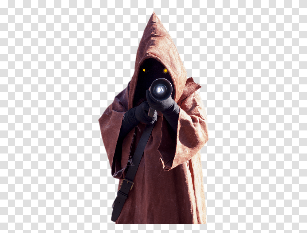 Star Wars Jawa Stormtroopers Gas Mask, Clothing, Hood, Person, Cloak Transparent Png