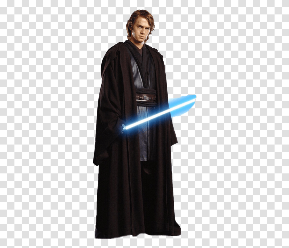 Star Wars Jedi Robe Medium Anakin Skywalker Outfit Black, Fashion, Person, Cloak Transparent Png
