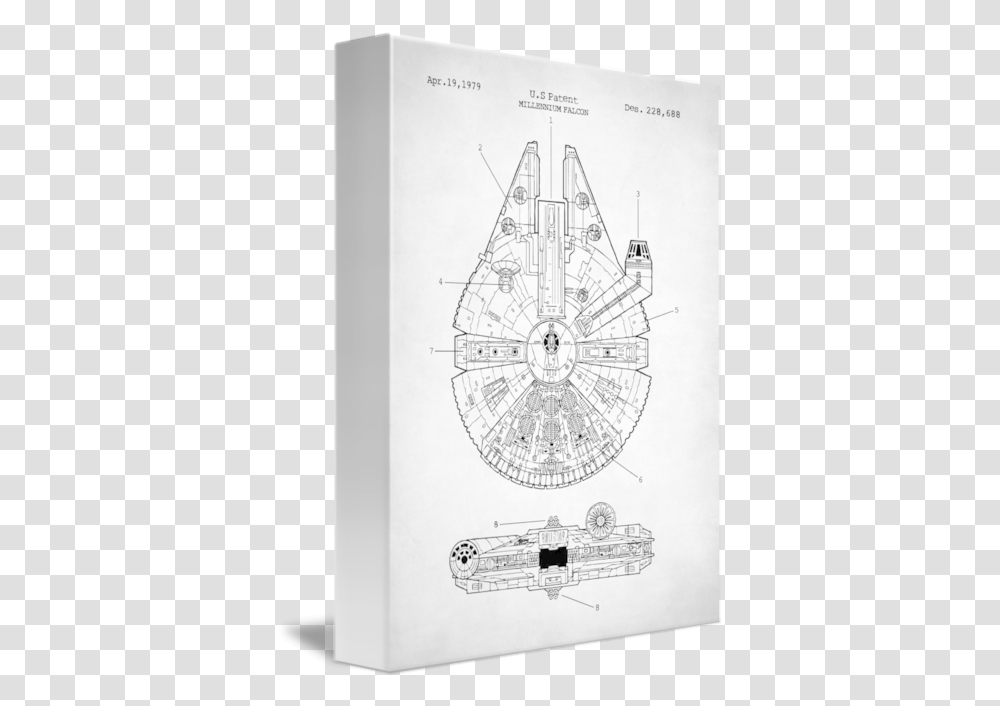 Star Wars Millennium Falcon Patent By Zapista Millennium Falcon Patent Print, Plan, Plot, Diagram, Boat Transparent Png