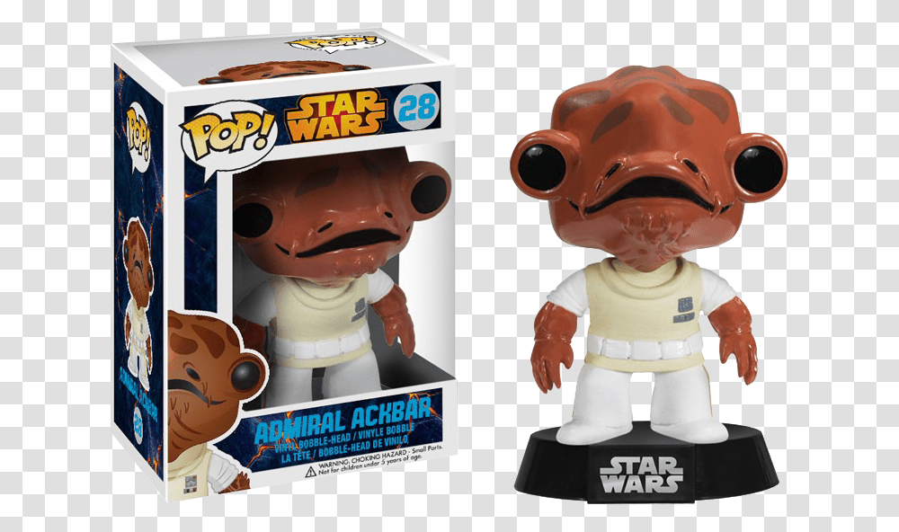 Star Wars Pop Funko Pop Star Wars Admiral Ackbar, Figurine, Toy, Head, Doll Transparent Png