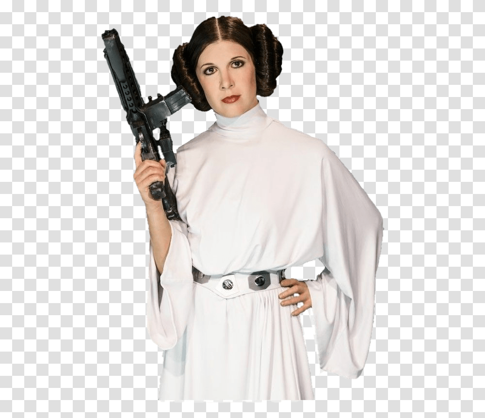 Star Wars Princess Leia Clipart Mart Princess Leia, Person, Clothing, Gun, Weapon Transparent Png