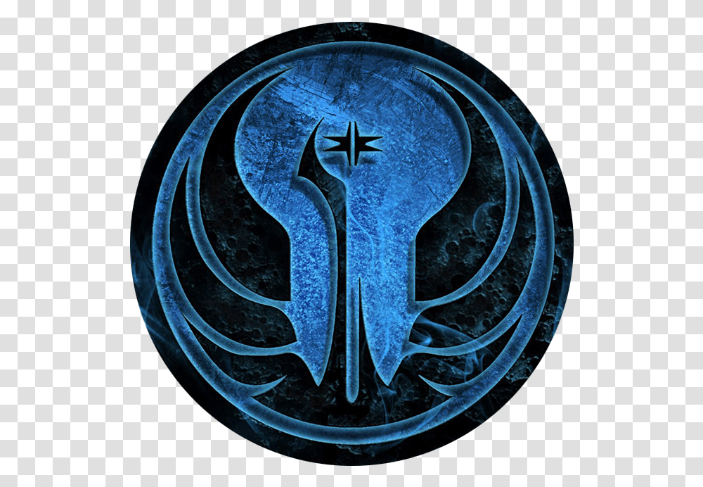 Star Wars Republic Symbol Blue Star Wars Jedi Order Logo, Emblem, Trident, Spear, Weapon Transparent Png