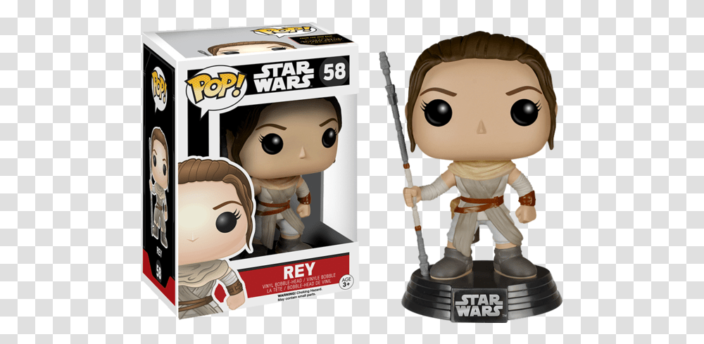 Star Wars Rey Episode Vii The Force Awakens Pop Vinyl Funko Pop Rey Star Wars, Toy, Doll, Figurine Transparent Png