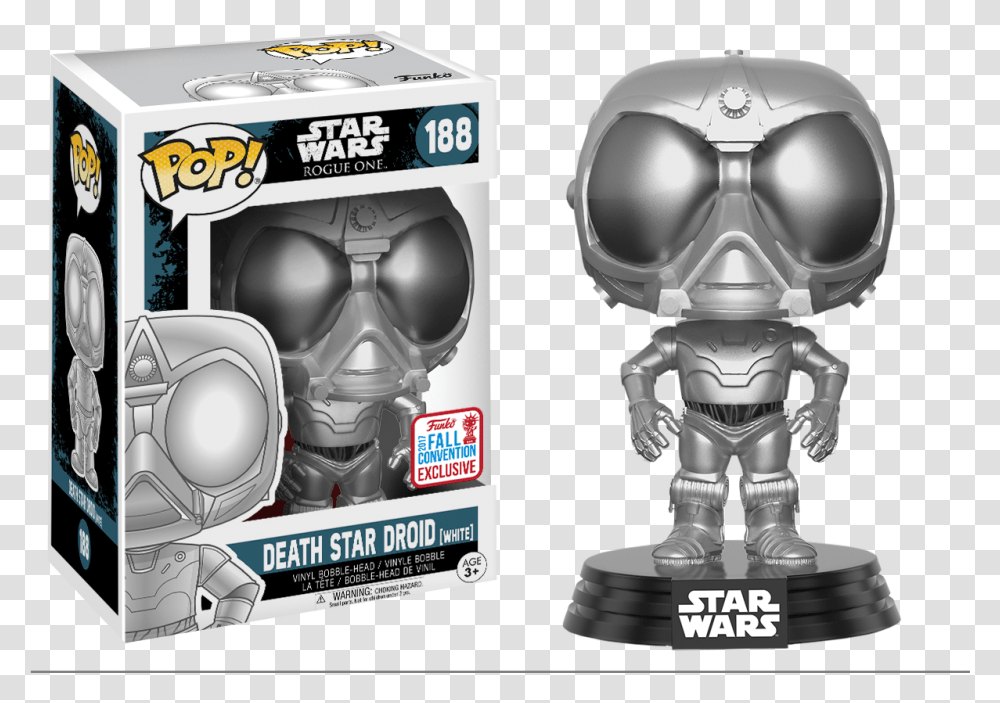 Star Wars Rogue One Death Star Droid White Chrome Nycc17 Pop Vinyl Figure Funko Pop Alien, Toy, Helmet, Clothing, Apparel Transparent Png