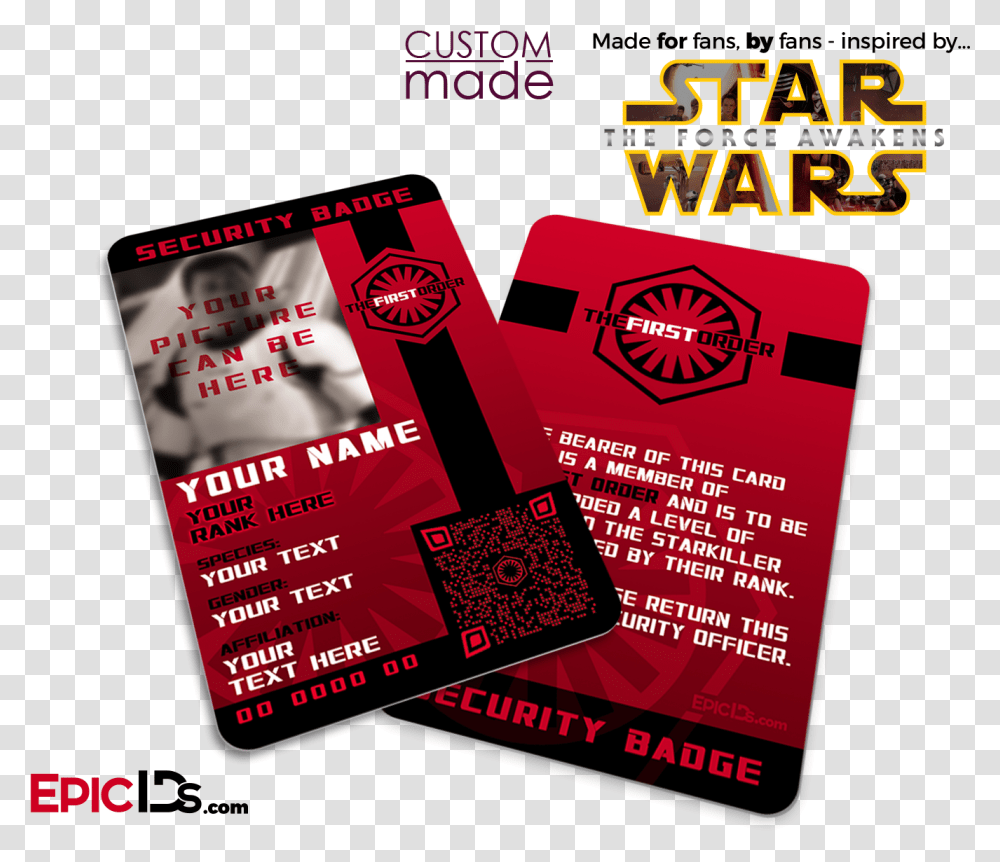 Star Wars Tfa Inspired The First Order Security Badge Photo Personalized, Advertisement, Flyer, Poster, Paper Transparent Png