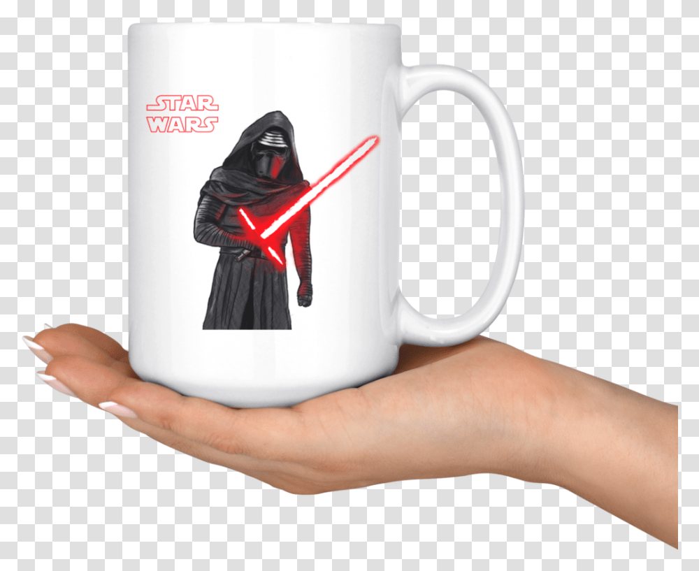Star Wars The Force Awakens Kylo Ren Mug Mug, Coffee Cup, Person, Human, Finger Transparent Png