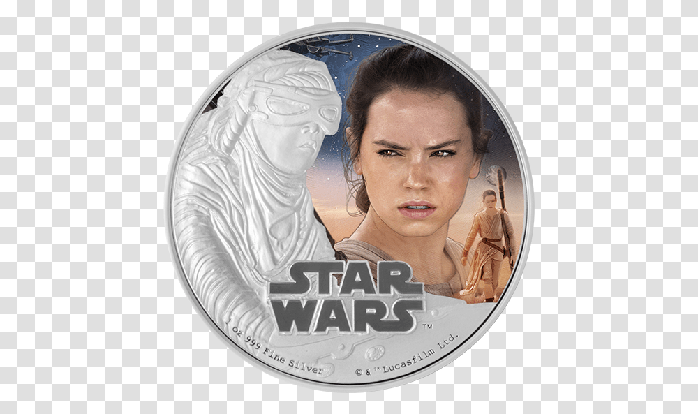 Star Wars The Force Awakens Rey 1 Oz Fine Silver Star Wars Rey Silver Coin, Person, Human Transparent Png