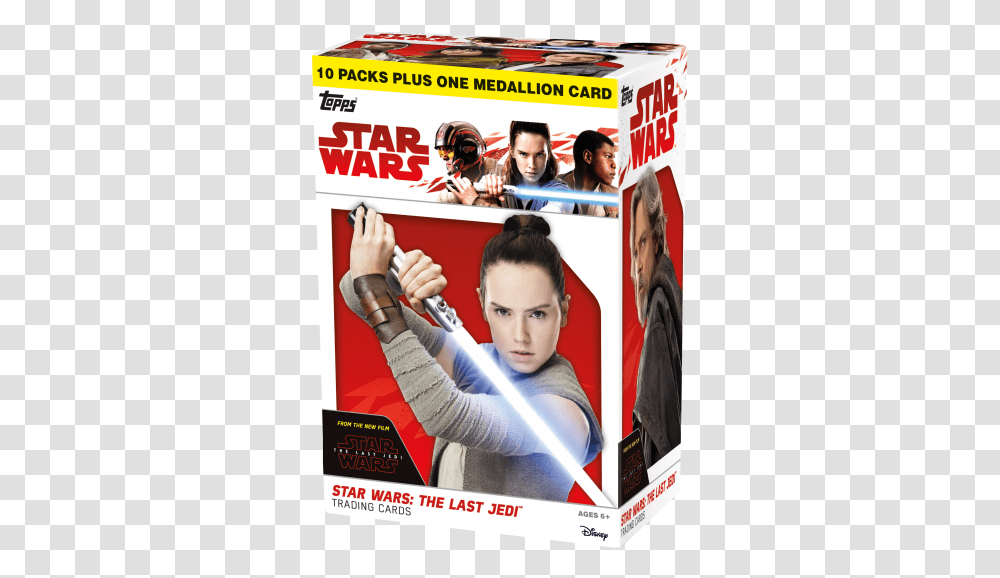 Star Wars The Last Jedi Box Of 50 Packs Commander D Acy Star Wars, Person, Human, Poster, Advertisement Transparent Png