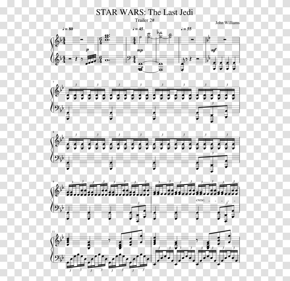 Star Wars The Last Jedi Sheet Music Piano Notes Pretty Girl Maggie Lindemann Notes, Gray Transparent Png