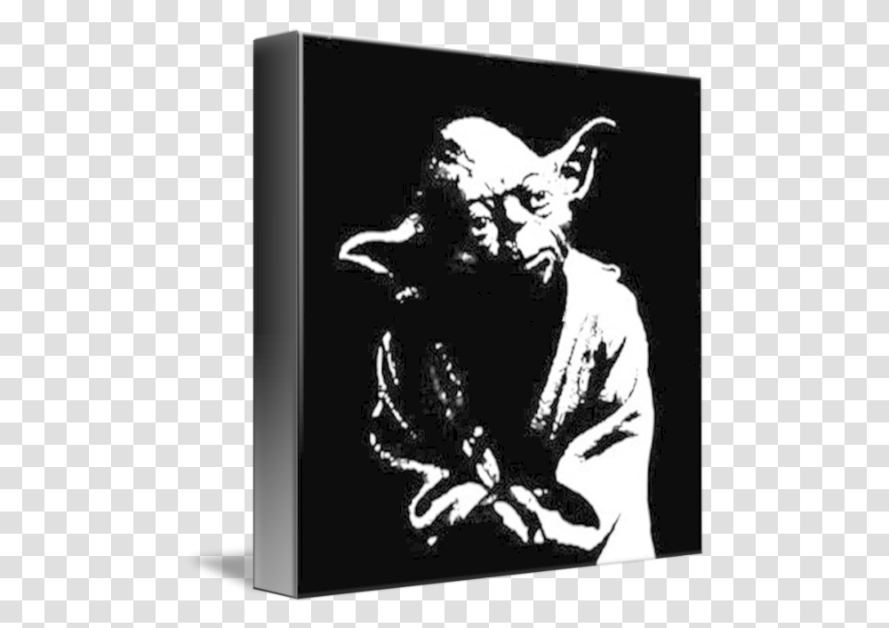 Star Wars Yoda Pop Art Portrait Poster Star Wars Black White Yoda, Stencil, Silhouette, Label, Text Transparent Png