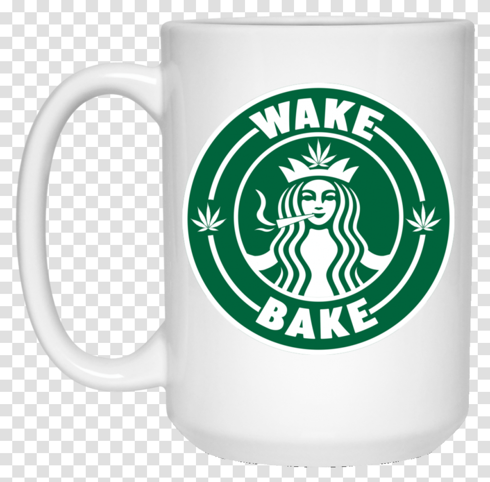 Starbuck Logo Wake Bake Mugs Starbucks Uk, Coffee Cup, Symbol, Trademark, Stein Transparent Png