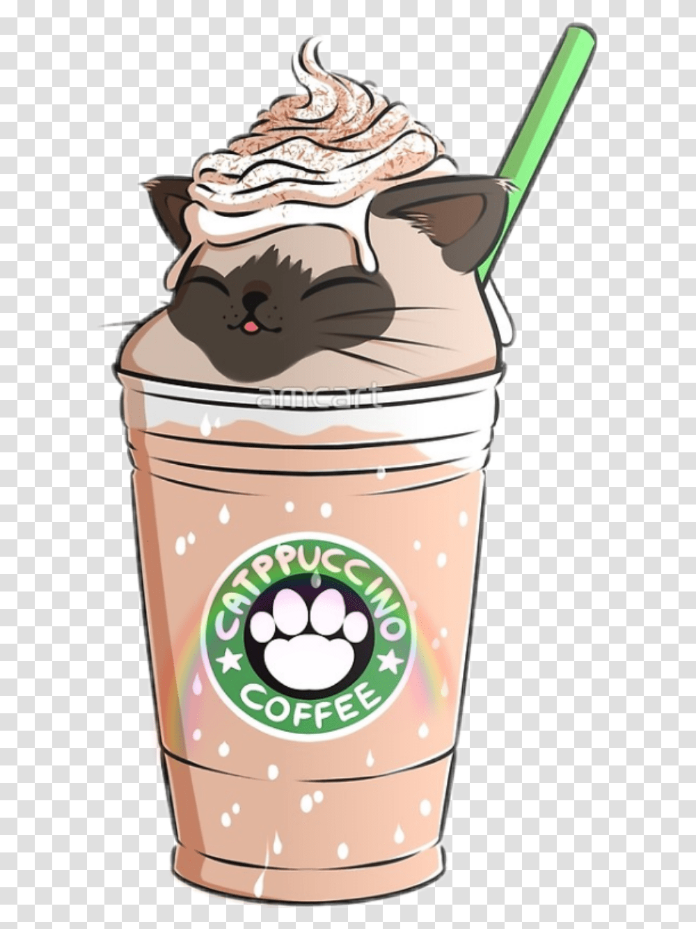 Starbucks Clipart Cat Kawaii Starbucks, Milk, Beverage, Cream, Dessert Transparent Png