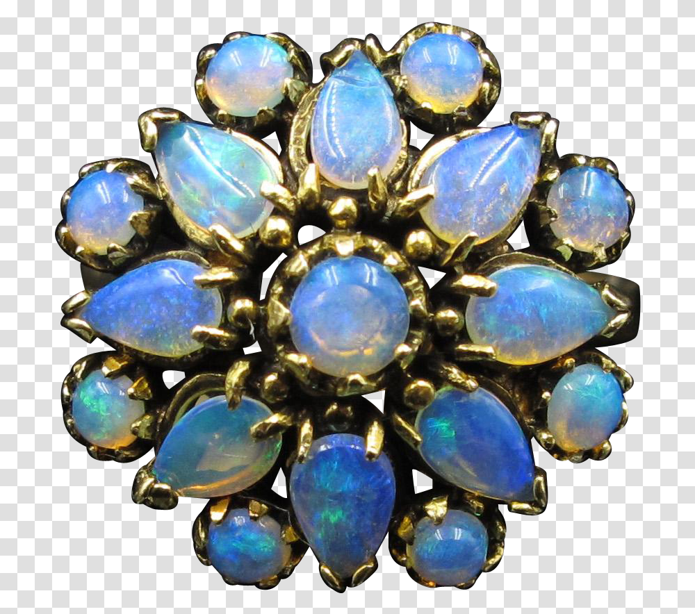 Starburst Blue Opal Cluster Estate Ring In 14k Gold Opal, Accessories, Accessory, Gemstone, Jewelry Transparent Png
