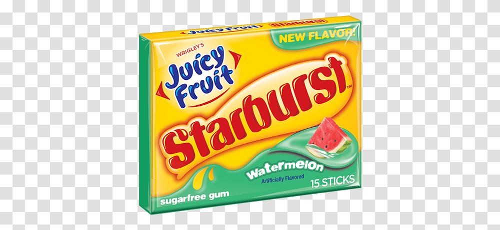 Starburst Watermelon Slim Pack Juicy Fruit Starburst Watermelon, Gum, Hot Dog, Food Transparent Png