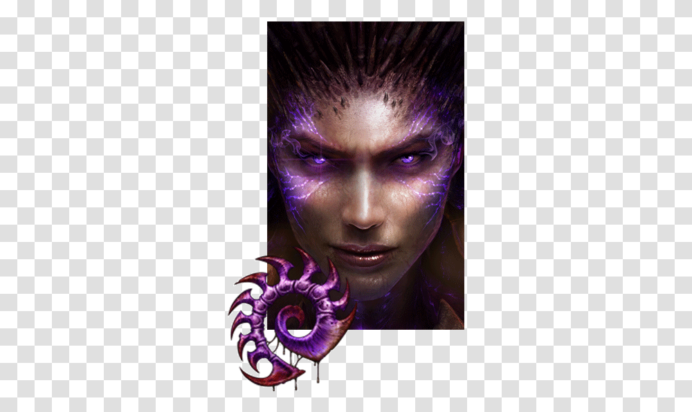 Starcraft 2 Sarah Kerrigan Face, Person, Purple, Crowd, Light Transparent Png