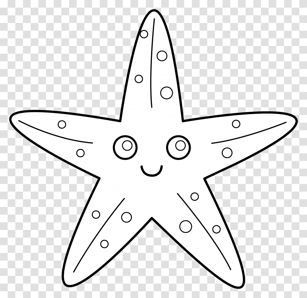 Starfish Clipart Black And White Star Fish Line Art, Star Symbol, Scissors, Blade, Weapon Transparent Png