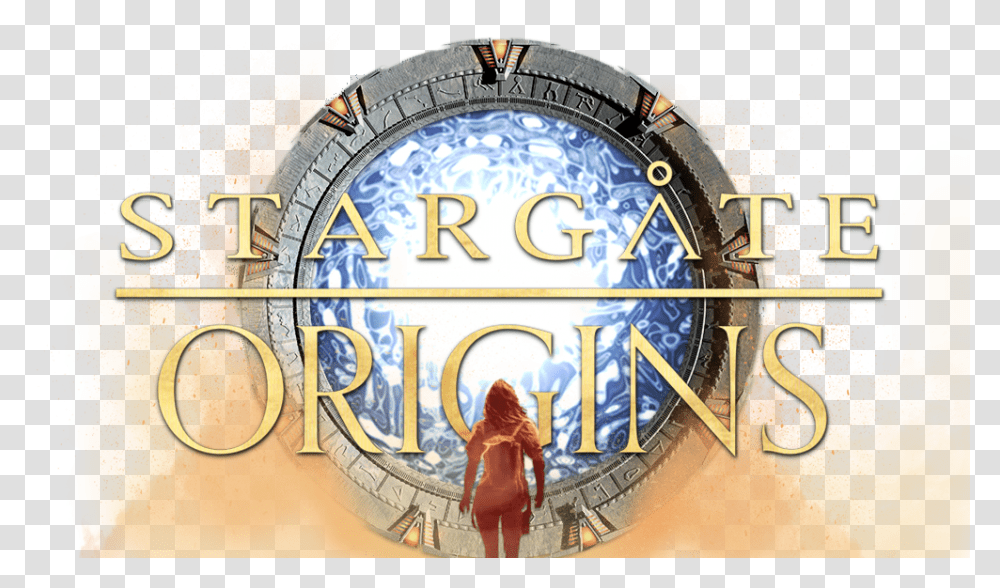 Stargate Origins Banner, Clock Tower, Person, Logo Transparent Png