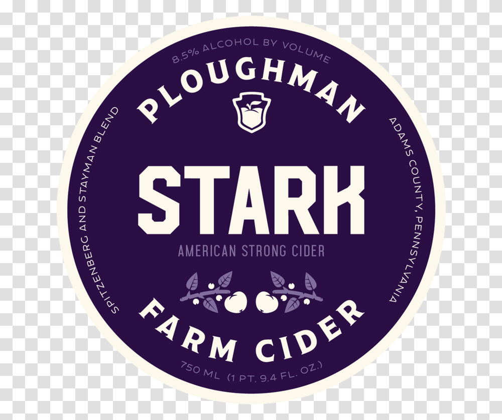 Stark Ploughman Cider, Label, Text, Sticker, Logo Transparent Png