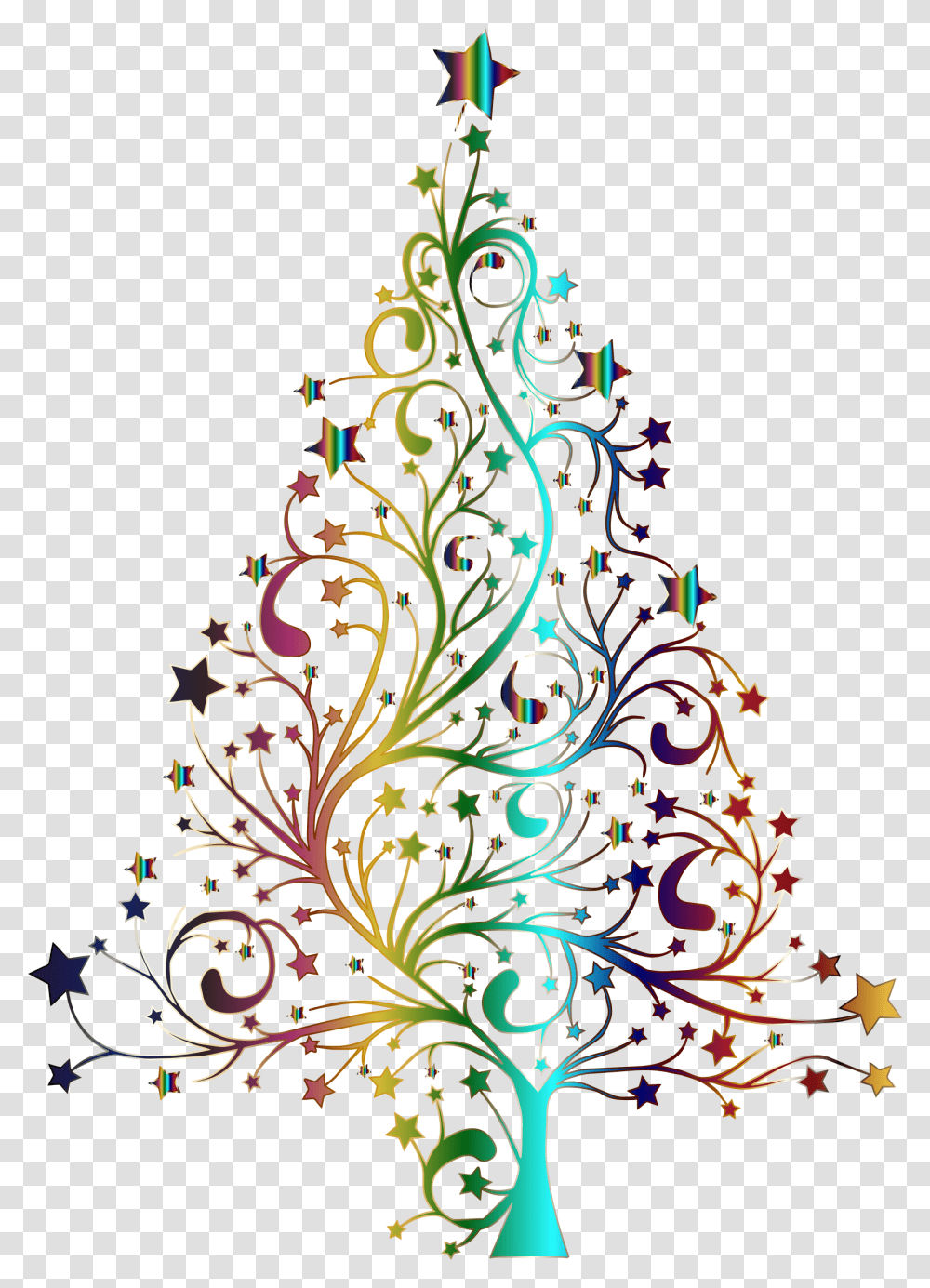 Starry Christmas Tree Prismatic No Background Clip Christmas Images No Background, Floral Design, Pattern Transparent Png