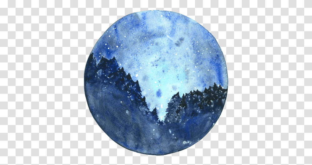 Starry Night Watercolor, Moon, Outer Space, Astronomy, Outdoors Transparent Png