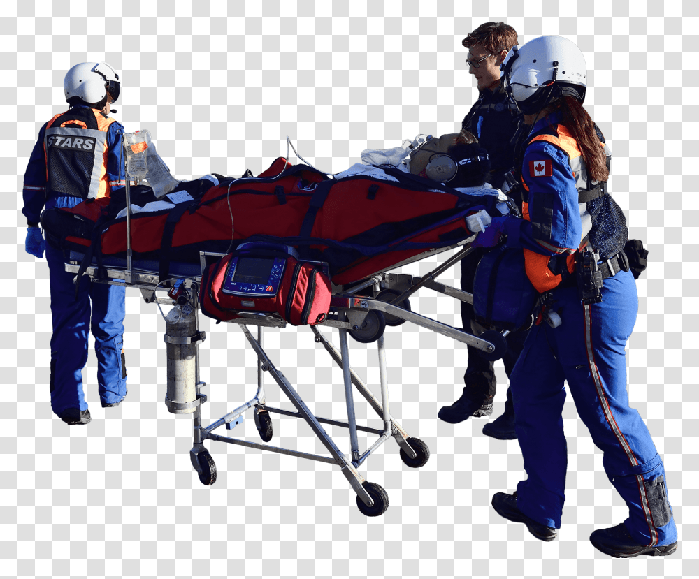 Stars Air Ambulance Patient On Stretcher, Person, Clothing, Helmet, Crash Helmet Transparent Png