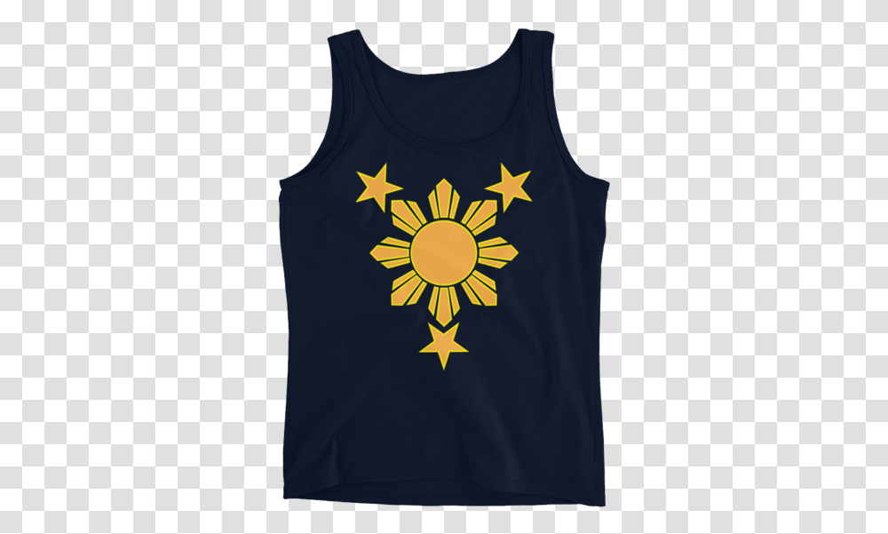 Stars And A Sun Filipino Pinoy Pinay Ladies' Tank Blue Flag With 6 White Stars, Clothing, Apparel, Tank Top, Undershirt Transparent Png