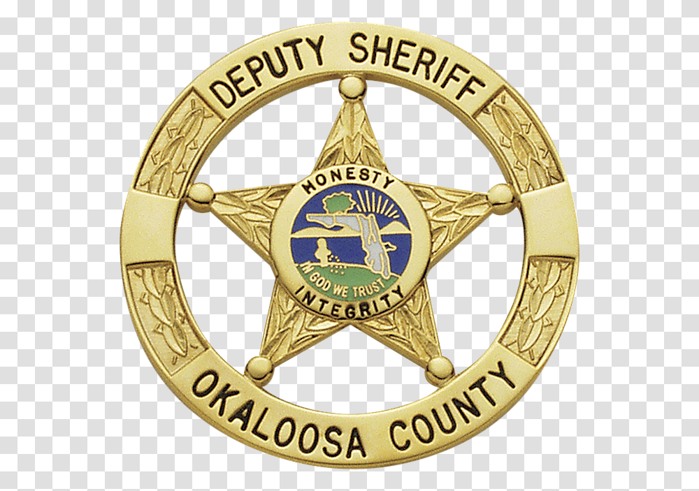 Stars Circle Okaloosa County Sheriff's Office Badge, Logo, Trademark, Bronze Transparent Png