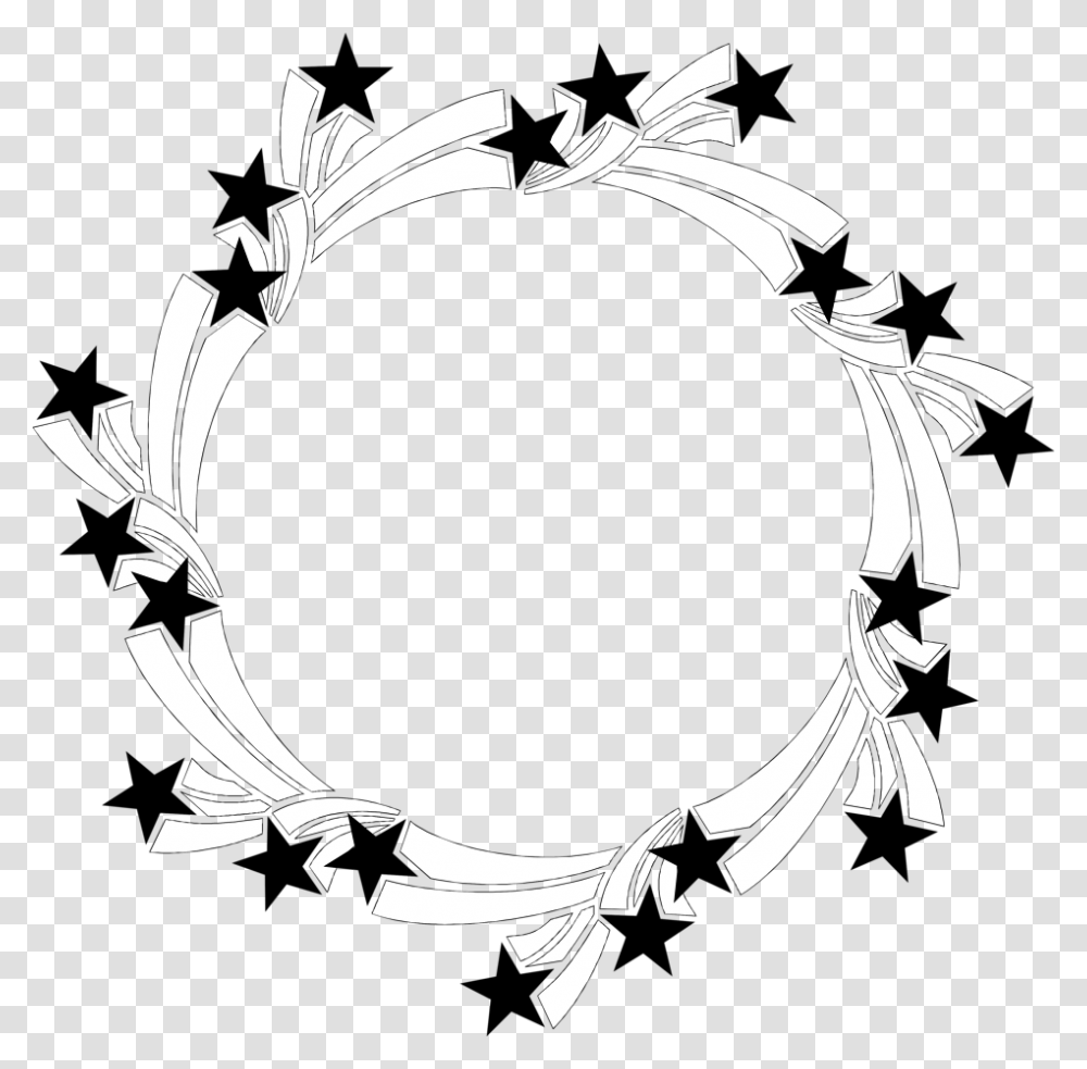 Stars Clipart Black And White Border, Stencil, Floral Design, Pattern Transparent Png