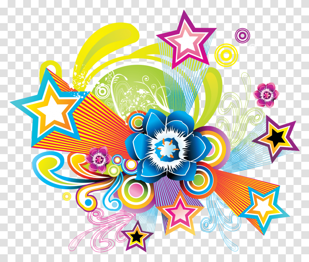 Stars Full Color, Floral Design, Pattern Transparent Png