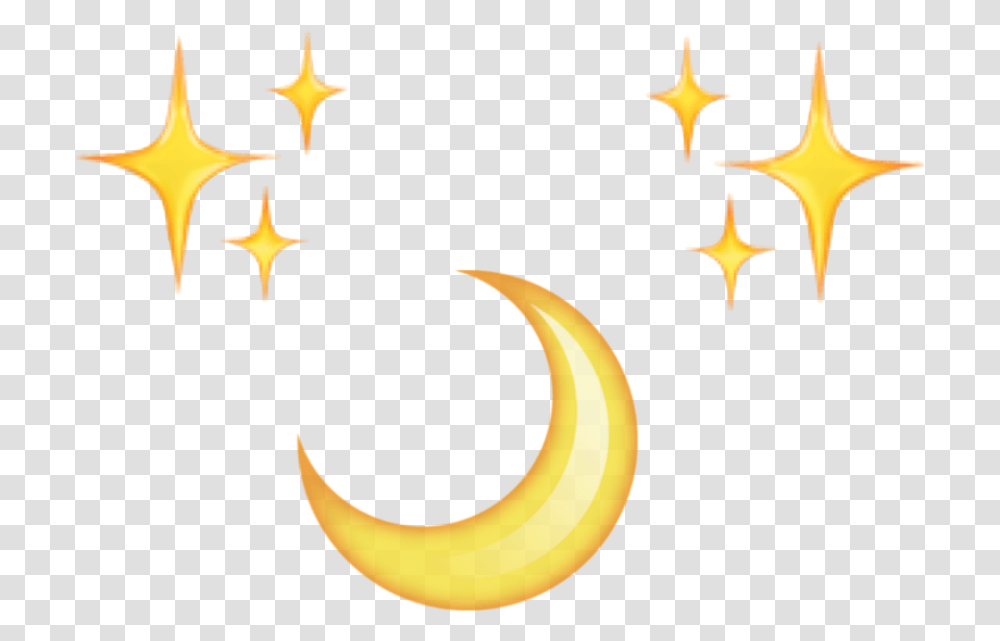 Stars Moon Galaxy Star Sky Kawaii Filter Kpop Iphone Moon Emoji, Banana, Fruit, Plant, Food Transparent Png