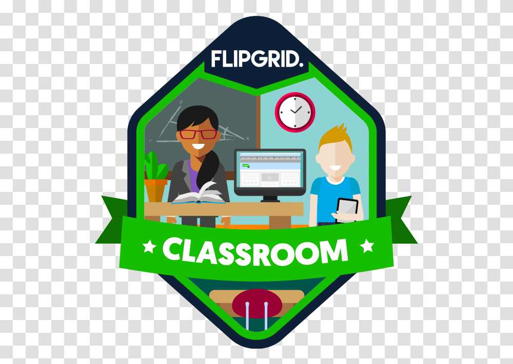 Starting The Flipgrid Recording Studio Flipgrid Badges, Label, Text, Person, Computer Transparent Png